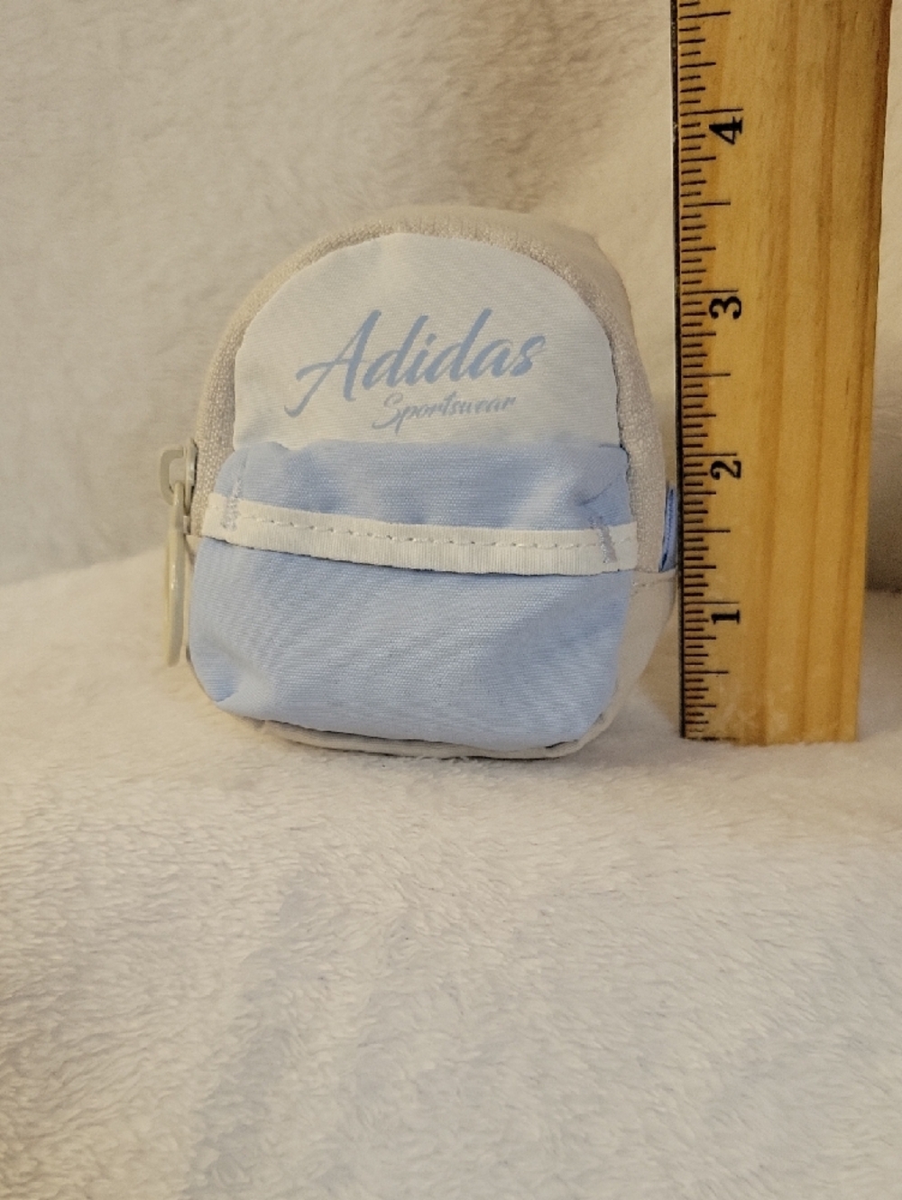 adidas Light Blue and Cream Mini Backpack Keychain - Picture 4 of 4